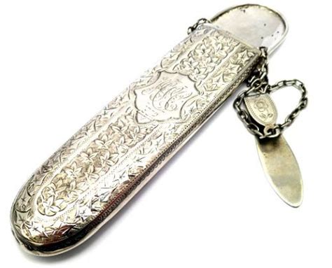 Quality Victorian Solid Silver Chatelaine Spectacles Case By Hilliard And Thomason Dated 1896