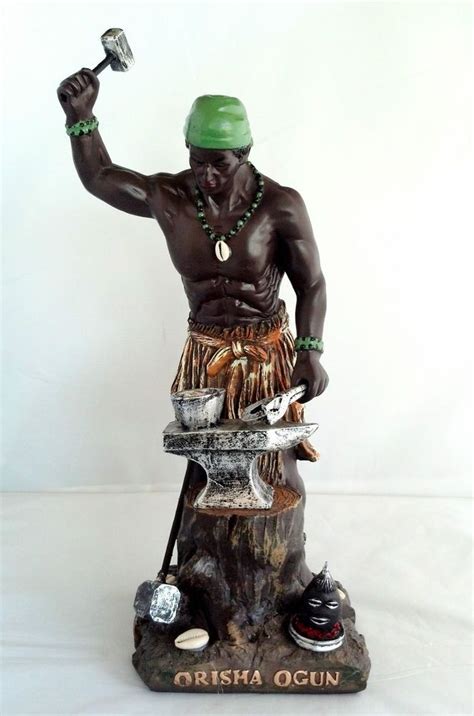 14 Inch Statue Orisha Ogun Yoruba Santeria Guerrero Ogum Lucumi Warrior