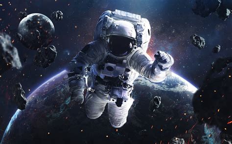 Free Download Outer Space Astronaut Spacewalking Glowing Stars