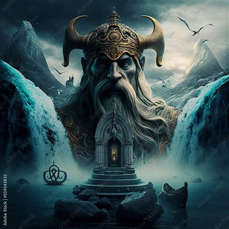 Illustrazione Stock Asgard Is The Land Of The Gods In Norse Mythology