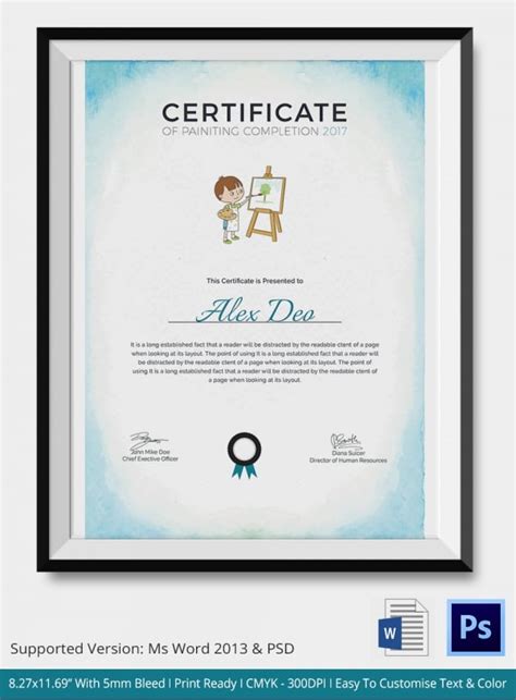 Painting Certificate Template 15 Word Pdf Psd Ai Documents Download