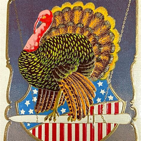 Vintage Thanksgiving Postcard 1908 Turkey Patriotic Etsy
