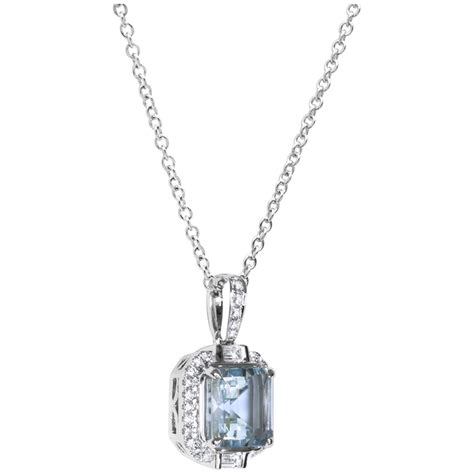 Kt White Gold Aquamarine And Diamond Pendant Costco Australia