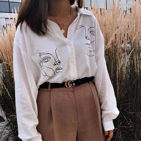 LINE ART FACE BLOUSE in 2020 | Aesthetic clothes, Aesthetic fashion ...
