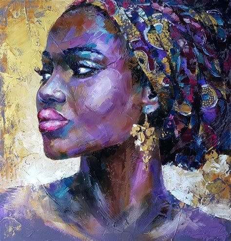 Portrait African Woman Oil Original Painting On Canvas Oil Painting By Viktoria Lapteva