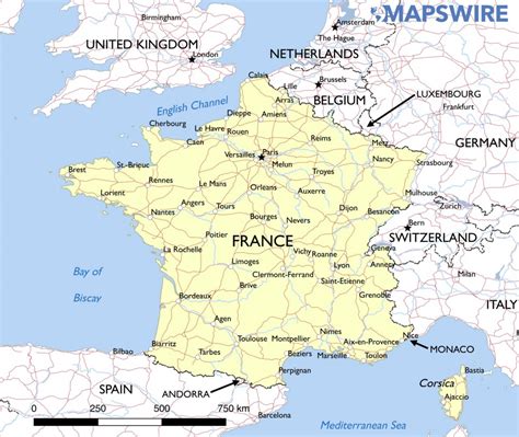 Free Maps Of France Mapswire Printable Map Of France With Cities