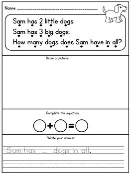 kindergarten word problems kindergarten story problems by