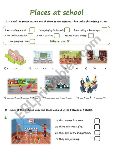Places At School Esl Worksheet By Nannini