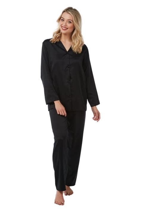 Camille Camille Womens Plain Pyjama Set Black Camille From Camille