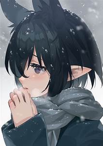 Wallpaper, Anime, Girls, Simple, Background, Snow, Elf, Ears