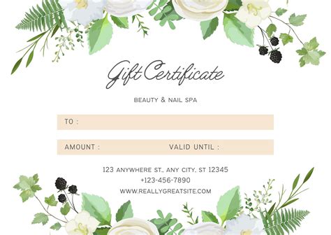 Free Printable Customizable Spa Gift Certificate OFF