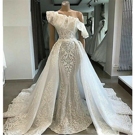 Wedding Dress Mermaid Detachable Train Removable Skirt Bridal Gowns One