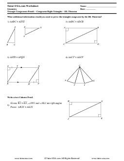 Set your pair of compasses to the length of the hypotenuse (or any length, as long as it stays constant). Worksheet: Proving Right Triangles Congruent HL Theorem | Geometry Printable