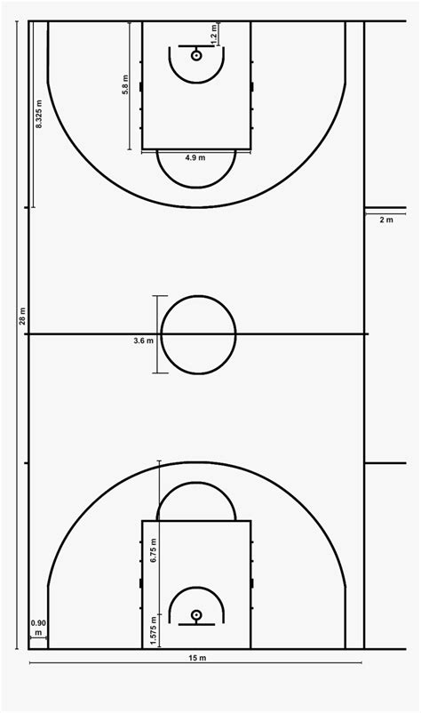 Basketball Court Measurements Fiba Basketball Half Court Hd Png