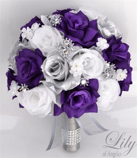 Poly silk artificial roses, lily, and pu real touch feel calla lilies handmade in. 17 Piece Package Bridal Bouquet Wedding Bouquets Silk ...