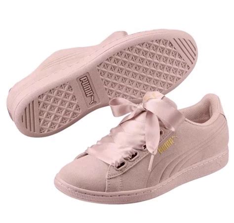 Puma Womens Vikky Ribbon Sneaker Suede Soft Foam Prism Pearl Pink Sz 7