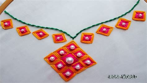 Hand Embroidery Neckline Design For Dressblouse Pearl Beads Neckline