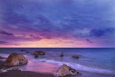 Gambar Alam Pasir Batu Lautan Horison Awan Langit Matahari