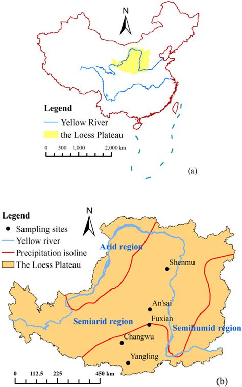 Location Of A The Loess Plateau Region In China And B The Sampling Download Scientific