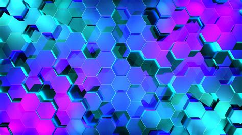 Abstract Wallpaper 3d Hexagon Digital Art Geometry Neon