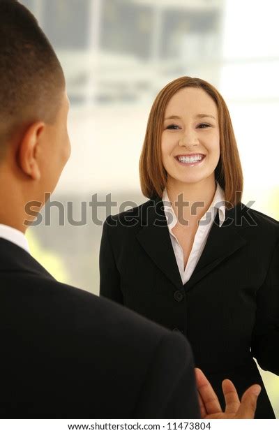 Two Business People Talking Office Environment Stock Photo 11473804
