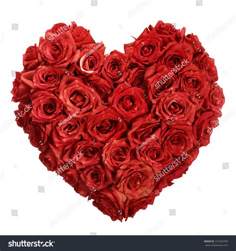 Rose Flowers Heart Over White Valentine Stock Photo 127424798