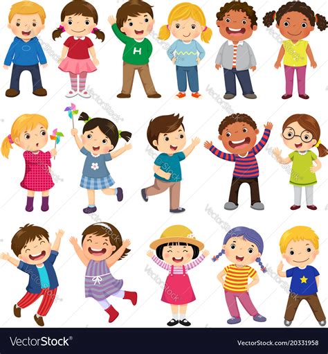 Happy Kids Cartoon Collection Royalty Free Vector Image