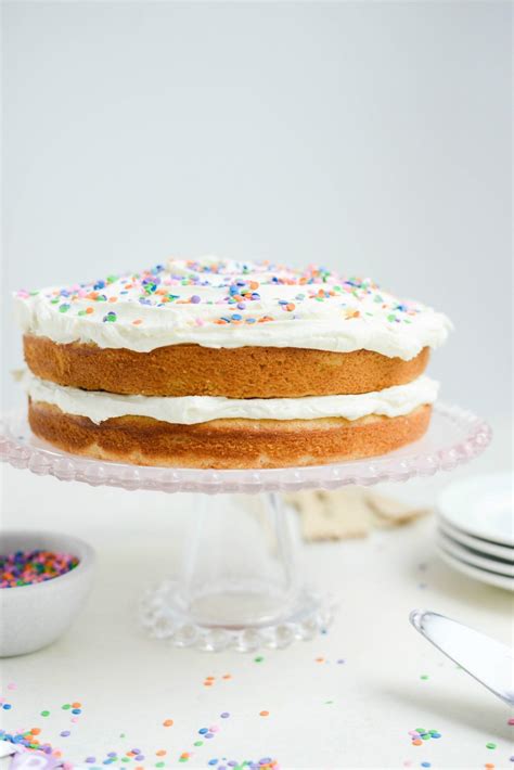 Homemade White Cake With Vanilla Buttercream Frosting Simply Scratch