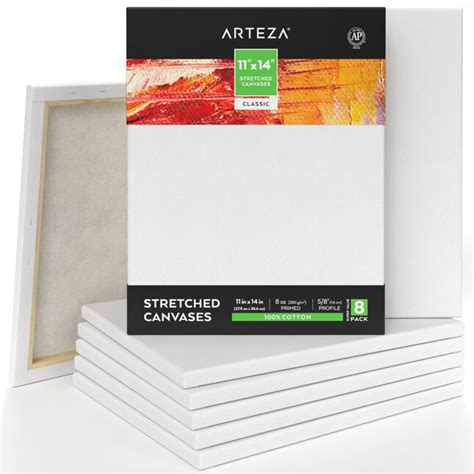 Arteza Arteza Stretched Canvas Classic White 11x14 Blank Canvas