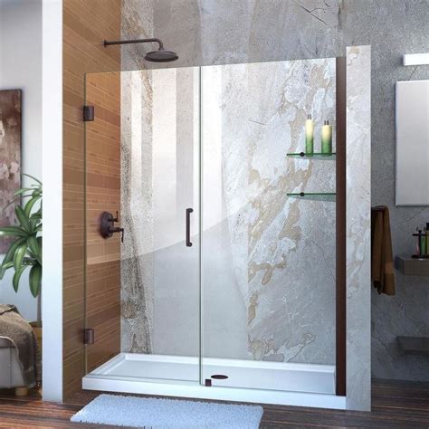 dreamline unidoor 72 in h x 60 in to 61 in w frameless hinged oil rubbed bronze shower door