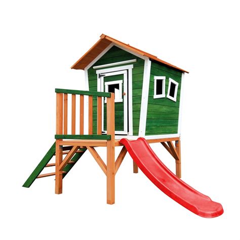 Casa De Madeira Infantil Niké Com Escorregador Brinquedos De Exterior