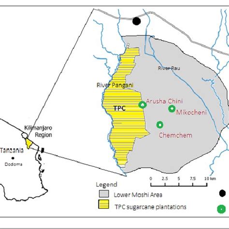 Map Of Tanzania Showing The Lower Moshi Area Where The Study Was