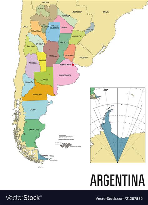 Political Map Of Argentina Royalty Free Vector Image