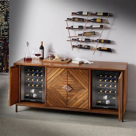 Liquor cabinet with wine fridge Cheverny Metal Inlay Sideboard with Two Wine Refrigerators ...