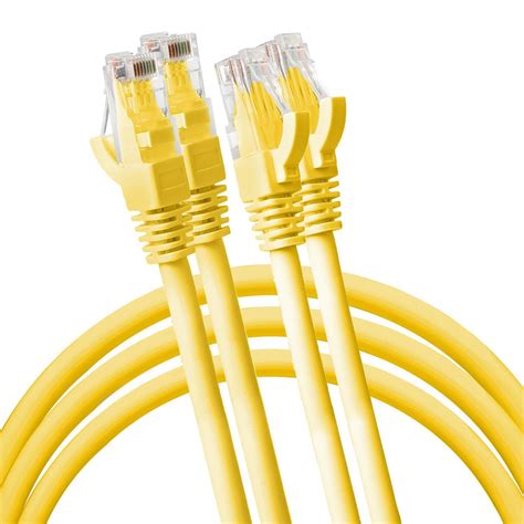 2 Pack Cat6 Rj45 Fast Ethernet Network Cable 5 Feet Yellow Connects Computer To Printer