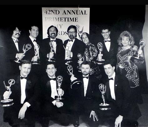 The Simpsons Crew With Their First Primetime Emmy Award For The Episode Life On The Fast Lane In