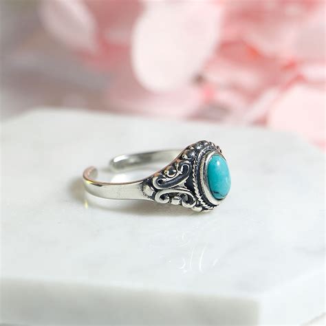Elegant Quality 925 Rings Adjustable Vintage Turquoise Ring 925