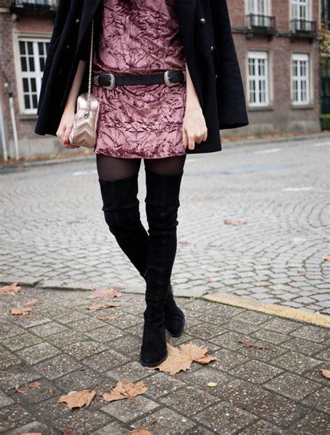 outfit crushed pink velvet and thigh high boots the styling dutchman