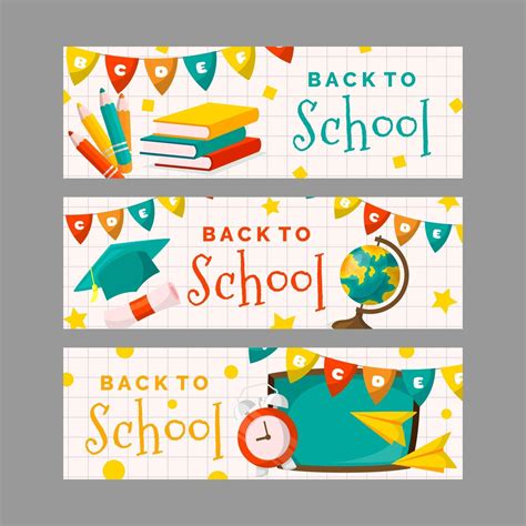 Back To School Banner Collection 2202511 Vector Art At Vecteezy