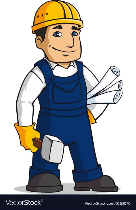 Builder Man In Cartoon Style Royalty Free Vector Image