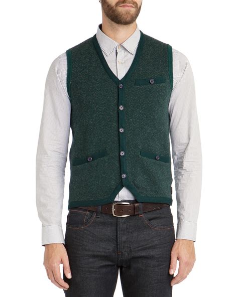 Ted Baker Presup Knitted Waistcoat In Green For Men Teal Lyst
