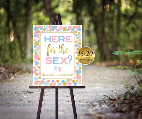here for the sex gender reveal printable party sign 16x20 etsy