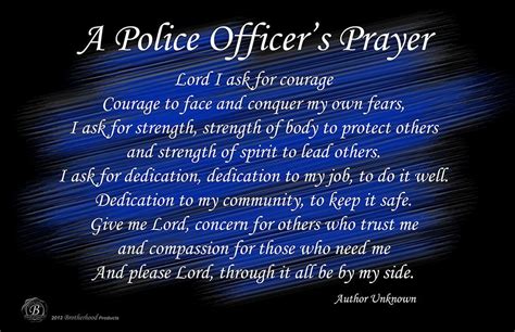 A Police Officers Prayer Black And Blue Poster Police Officer Prayer