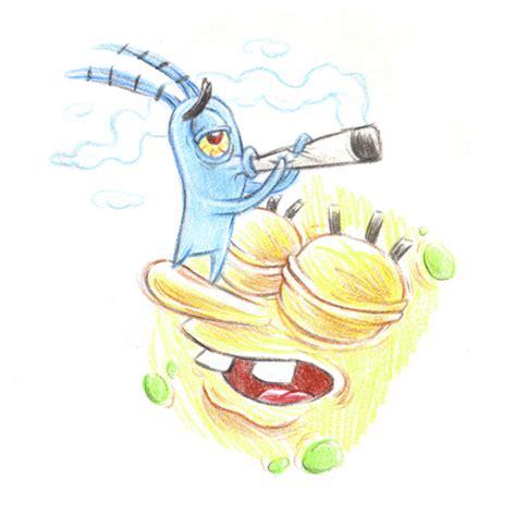 Plankton Smoking On Sponge Von Trippy Toons Medien And Kultur Cartoon