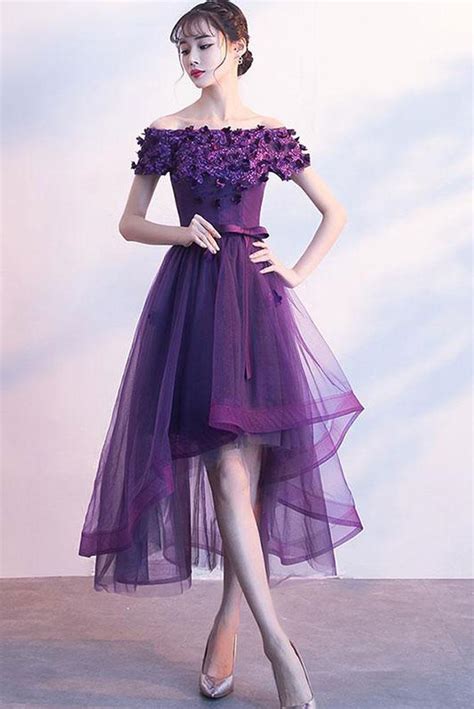 Purple Tulle Lace Short Prom Dress Purple Evening Dress Shdress