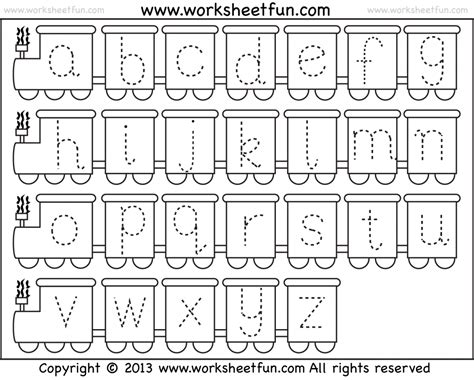 Small Letter Tracing Lowercase Worksheet Train