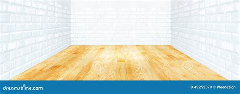 White Brick Tile Wall And Wood Parquet Floor Stock Photo Image Of