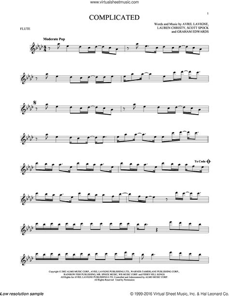 Lavigne Complicated Sheet Music For Flute Solo Pdf