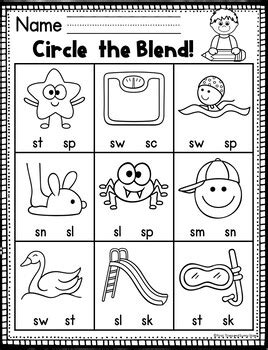 s blends worksheets word work by first tries and sunny skies tpt