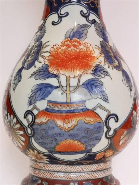 Imari Orange And Blue Porcelain Vase Mounted And Wired As A Etsy